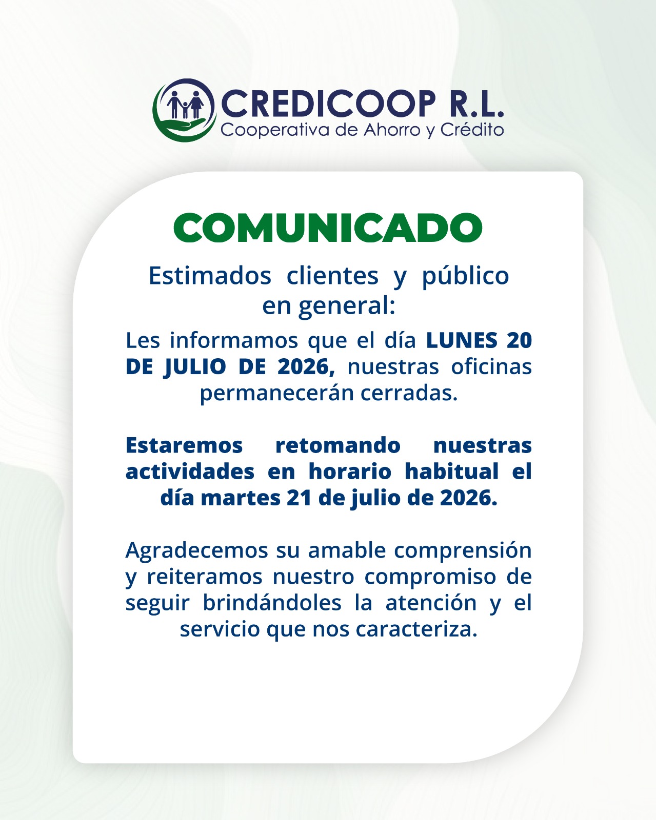 Anuncio de Vacaciones